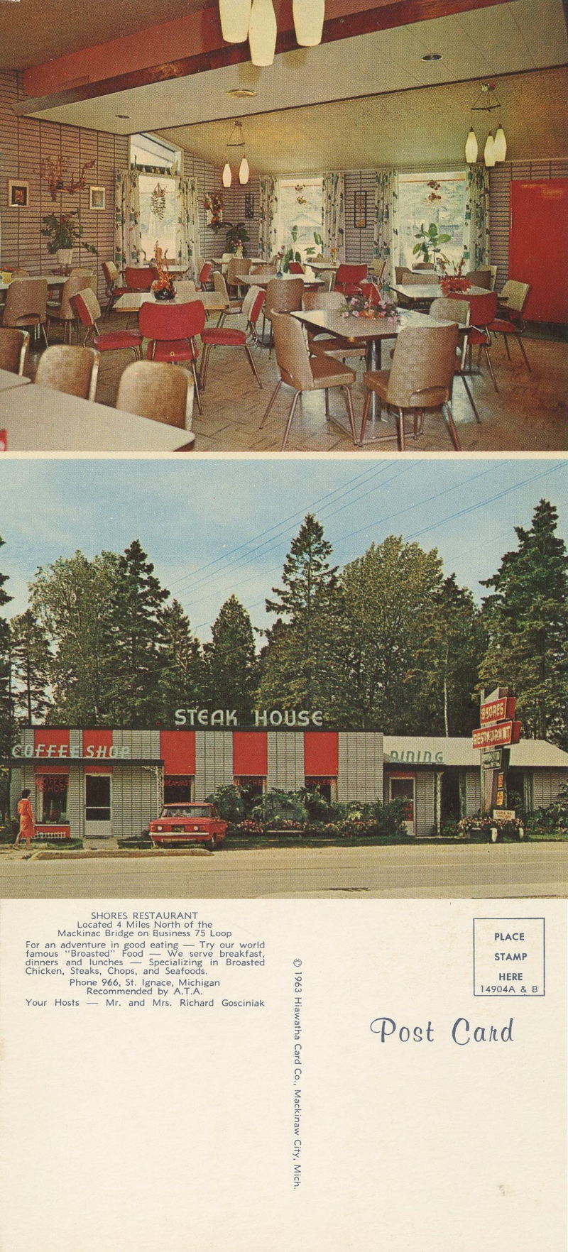 Shores Restaurant and Kabaret Lounge (The Embers) - Vintage Postcard (newer photo)